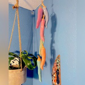 Ceramic chili peppers Southwestern Mexican Texas boho pastel home decor